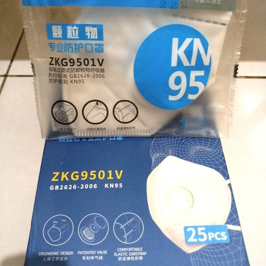 [FIB] Masker KN95 ZKG 9501V ZKG9501V Ventilator Velved Filter Setara 3M N95 Isi 5 | 10 | 15 | Box Is