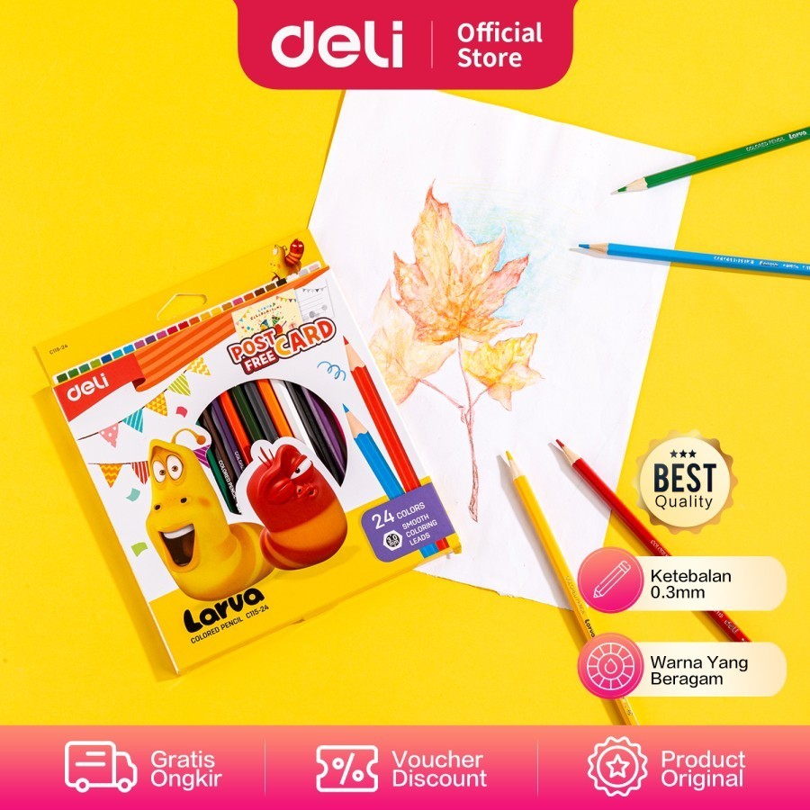 

Color Pencils / Pensil Warna Deli Larva 24 Warna - EC115-24