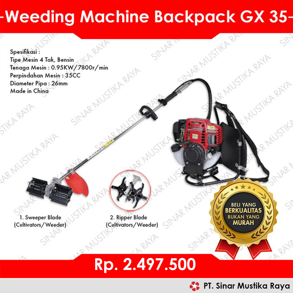Mesin Pertanian Bajak & Gembur Tanah, Mini Traktor - Alat Perkebunan - Handheld Backpack Gx-35