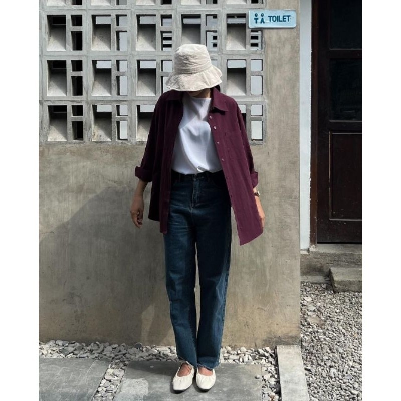 () SO HEE SHIRT | Kemeja oversized korea| kemeja berbahan linen import