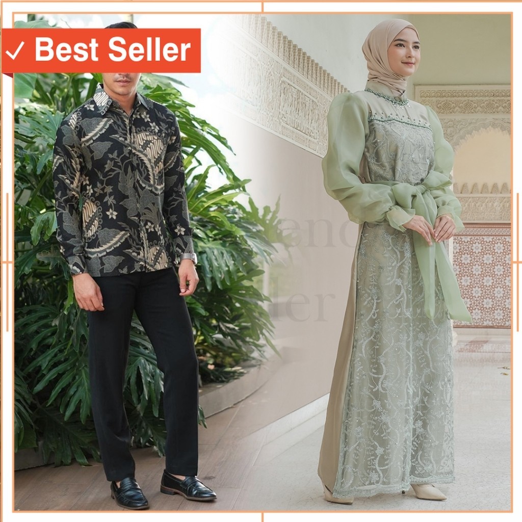 Fashion Idul Fitri Couple Murah Pasangan Kekinian / EMRAN BATIK - Gamis Couple wisuda Ratu Dress Kon