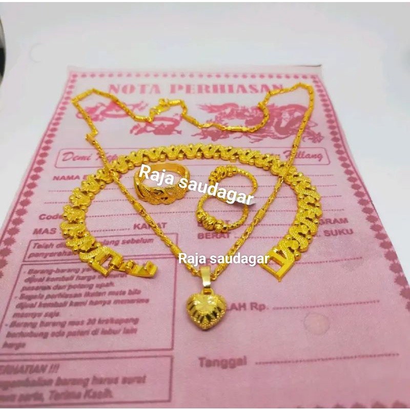 Set perhiasan Emas Hongkong Lapis Import Anti Luntur Anti Karat/Perhiasan titanium berlapis emas 24 Karat/Perhiasan Wanita Dewasa Mirip Emas Asli/Perhiasan wanita Terbaru 2023 TERMURAH