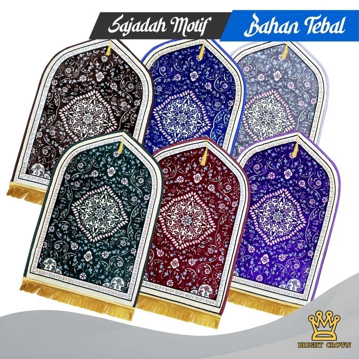 Bright Crown Sajadah Turki Hitam  Tebal / Sajadah Tebal Empuk - Merah6876-21