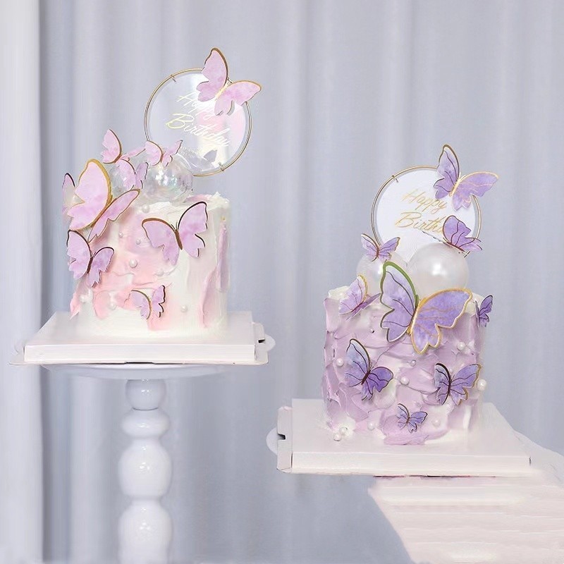 

*DUNIA PESTA* HIASAN KUE ULANG TAHUN KARTON KUPU KUPU / CAKE TOPPER BUTTERFLY ISI 10