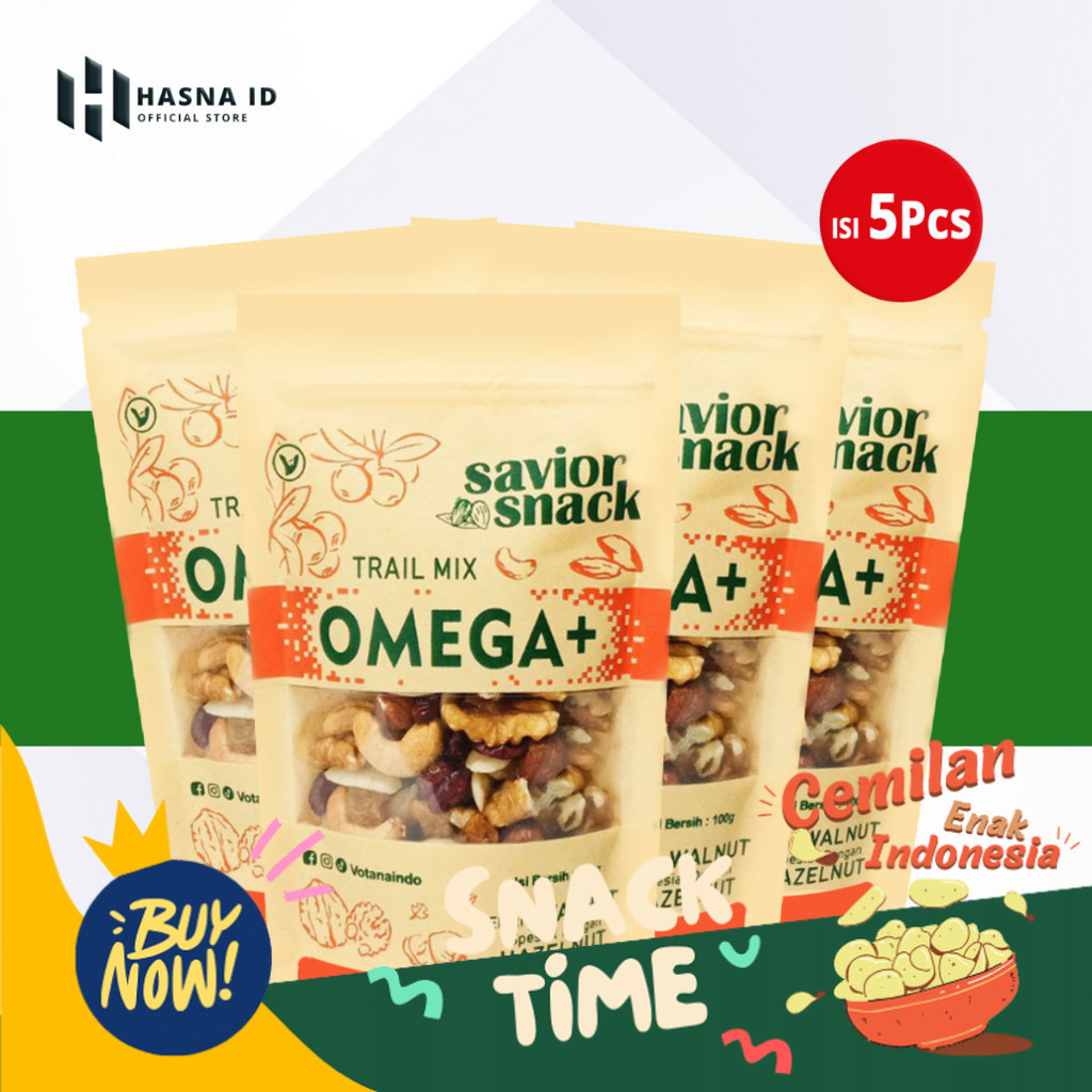 

Special Diskon Cemilan Enak dan Murah 1 Box Isi 5 Pcs Trail Mix Omega+ Kacang-Kacangan, Biji-Bijian, Buah-Buahan Kering Siap Makan - Savior Snack