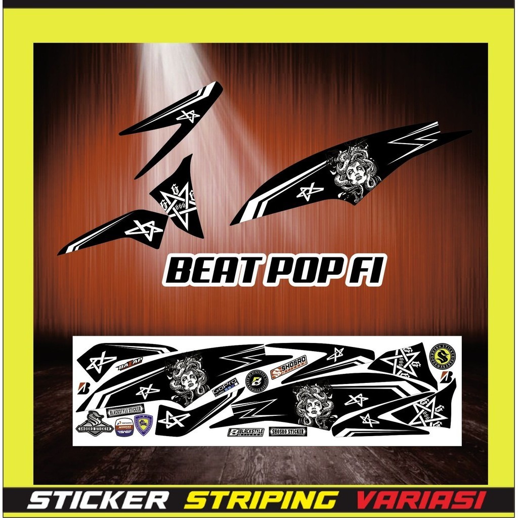 COD/ STRIPING BEAT POP HITAM STIKER MOTOR BEAT POP / STIKER HONDA BEAT POP FI HITAM  VARIASI MOTIF M