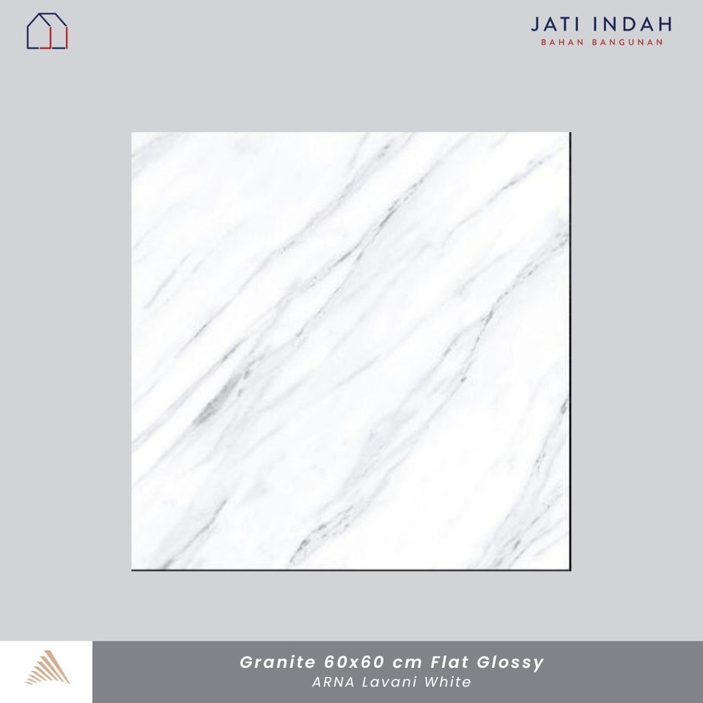 Granite Lantai 60x60cm Marble Glossy ARNA LAVANI WHITE 1 dus (1.44 m2)