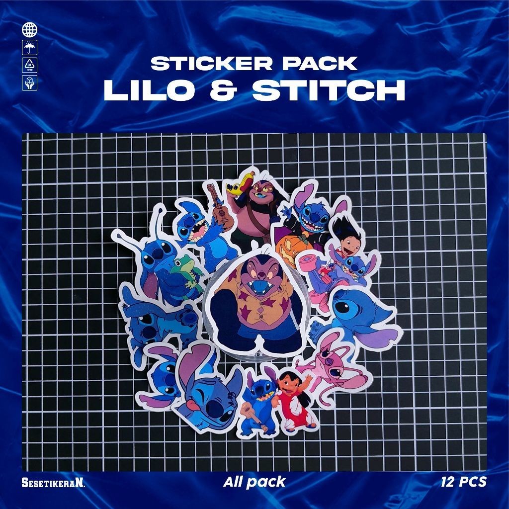 

COD✨ Sesetikeran Stiker Pack Kartun Lilo & Stitch Keren Untuk Koper Laptop Skateboard