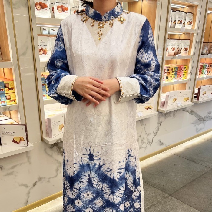 Dress kaftan abaya batik pesta kondangan kerah shanghai viscose jumbo premium