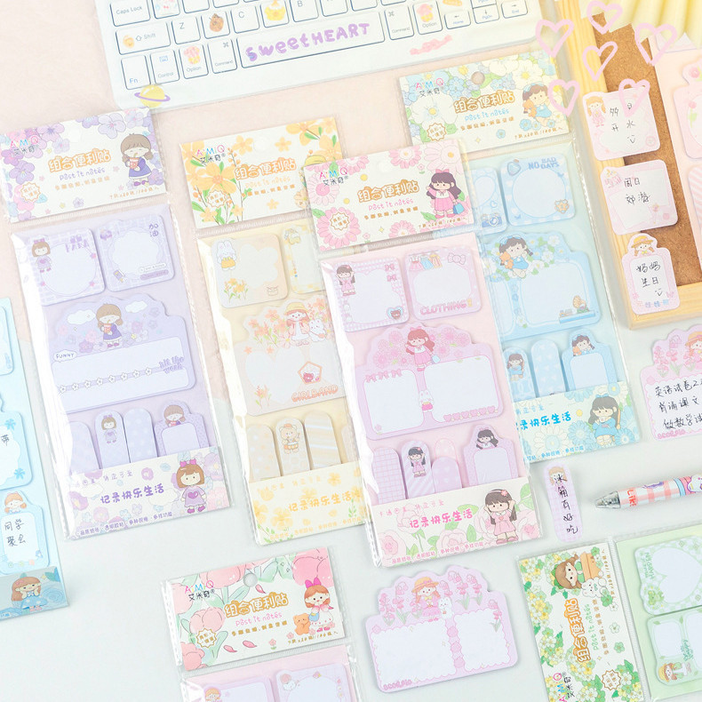 

BEST STICKY NOTE POST IT MEMO PAD KAWAII 7 IN 1 MOTIF KARTUN LUCU PGS