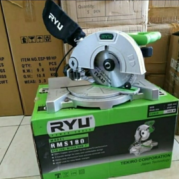 Mitersaw RYU 7 inch RMS180 Miter saw potong alumunium Kayu 7 inch RYU RMS 180