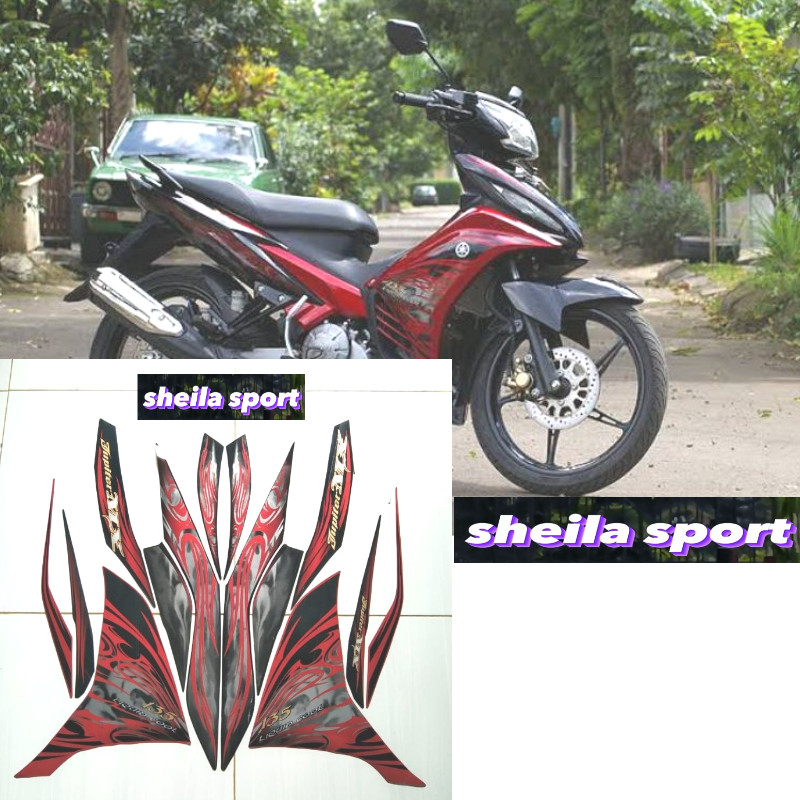Striping sticker lis body yamaha jupiter mx new 135 2011 hitam merah / Stiker motor jupiter mx
