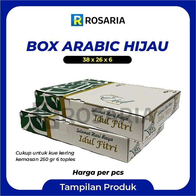 

BOX ARABIC HIJAU UK 38X26X6 Kardus Bingkisan Hampers Lebaran Idul Fitri Kue Kering Parsel Parcel