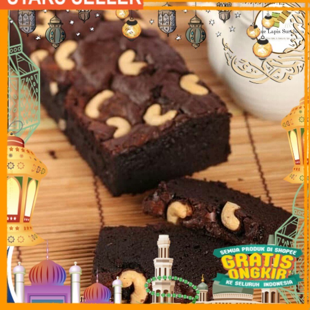 

Brownies/Bronis/Brownis Mete/Mente/Mede Coklat Panggang Premium Fudge/ King J Snack