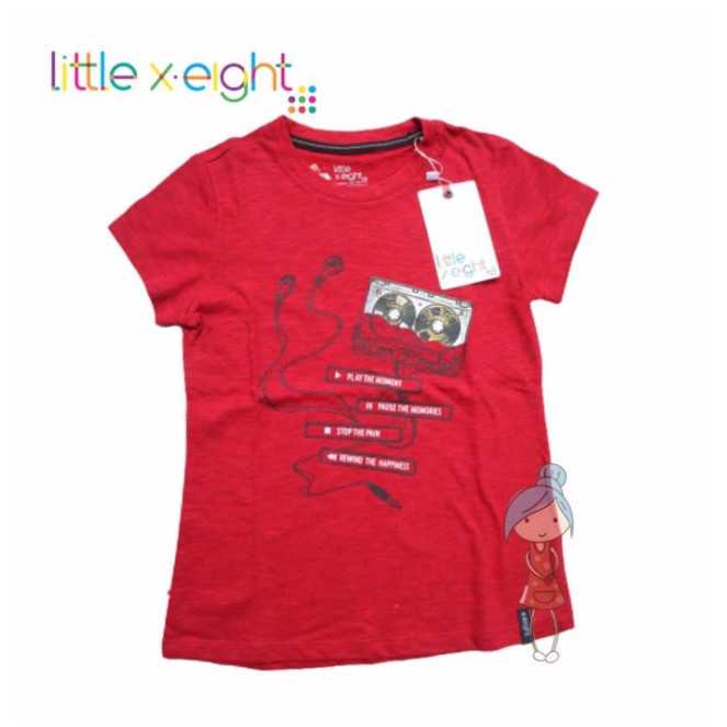 BAJU KAOS TSHIRT LITTLE X8 EIGHT GIRL LESLIE RED MUSIC ANAK PEREMPUAN
