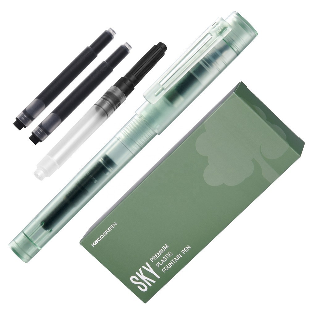 

Pena Fountain KACO SKY II Green Barrel Nib Ekstra Halus dengan 2 Kartrid Tinta Hitam dan 1 Konverter Dalam Kotak PP