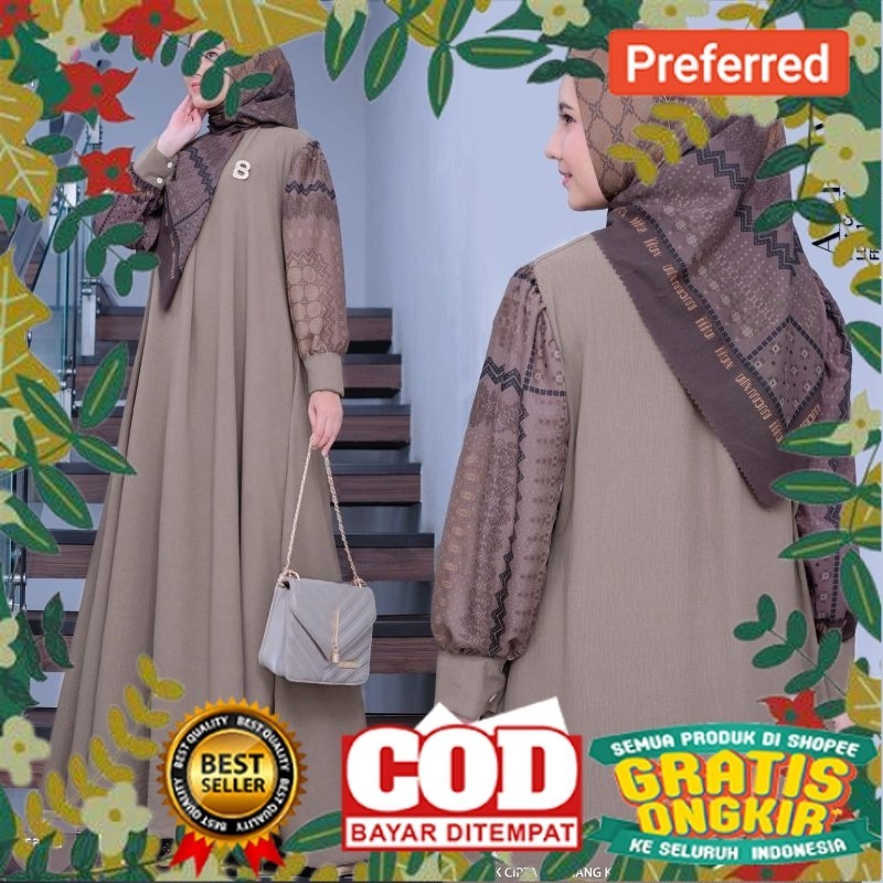 Azzaira Dress gamis set hijab terbaru arlova syari cey airlflow adem// OUTFIT STYLE RAMADHAN 2024