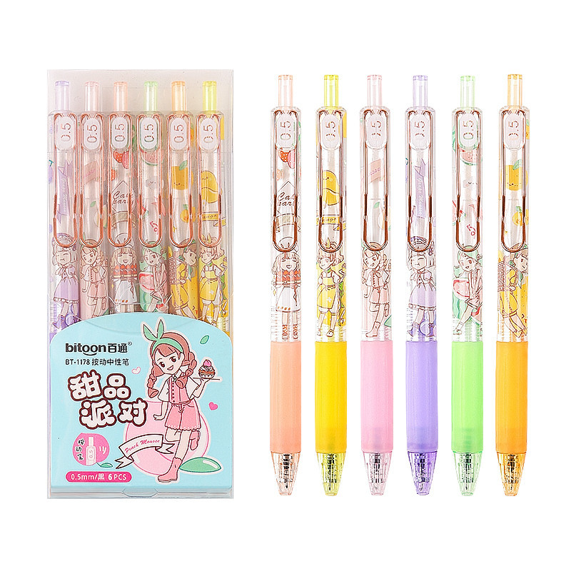 

Set perlengkapan alat tulis sekolah pena 0 5Mm lucu kustom kartun netral Kawaii hitam Cina plastik menulis pena Gel dapat ditarik