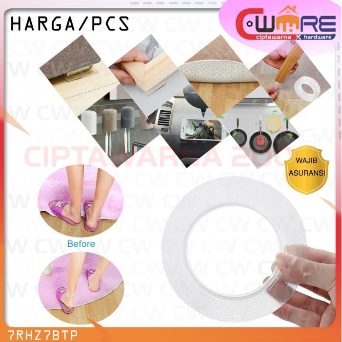 

Double Dobel Tape Selotip Transparant Bening Transparan 1 3 5 Meter