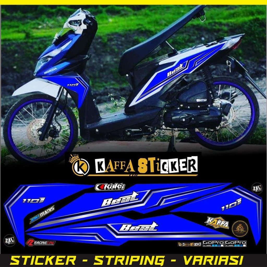 STRIPING TERLARIS Sticker Striping Beat Esp Street-Stiker variasi list body Racing stiker biru varia