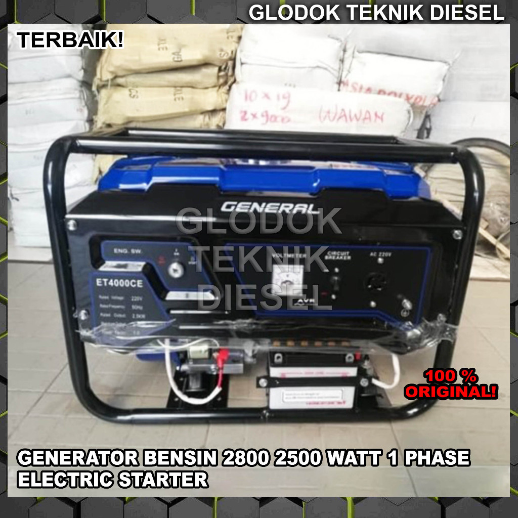 General Genset Generator Bensin 2800 2500 Watt Electric Starter ET 4000 CE ORIGINAL ET4000CE TERBAIK