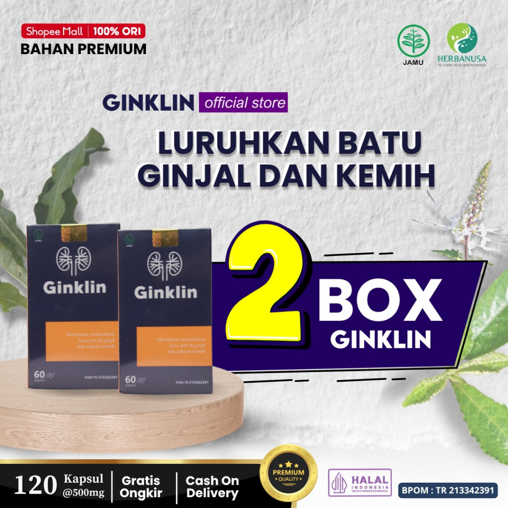 

BUNDLING PAKET 2 BOX GINKLIN ORIGINAL OFFICIAL STORE KAPSUL BATU GINJAL KANDUNG KEMIH EMPEDU HERBAL