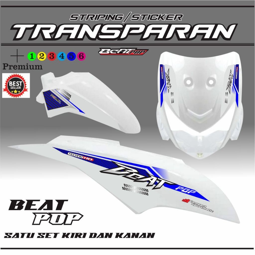 STRIPING BEAT POP STIKER TRANSPARAN UV BEAT POP NEW VARIASI STIKER BEAT POP FI MOTIF VARIASI