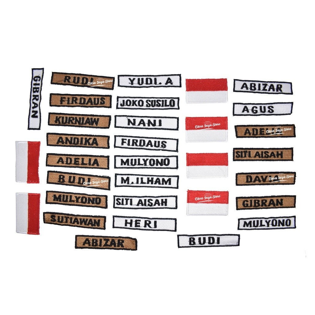 

Bordir Bordir Bet Nama // Name Tag // Nama Dada // Papan Nama Bebas Request (Max 12 Huruf)bisa pesan satuan bordir bordir