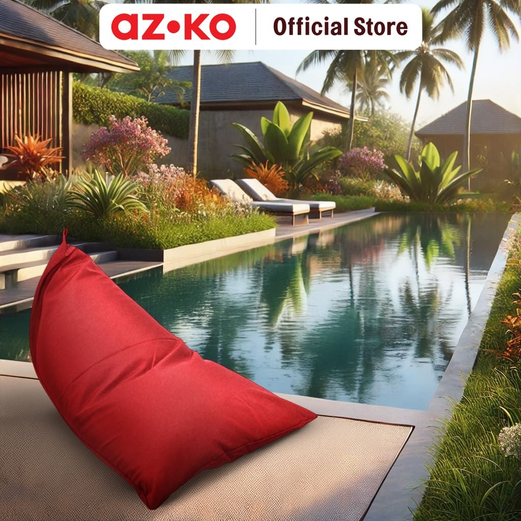 AZKO Soleil Bean Bag Triangle Large - Merah Burgundy Kursi Santai Empuk Tempat Duduk Bean Furniture 