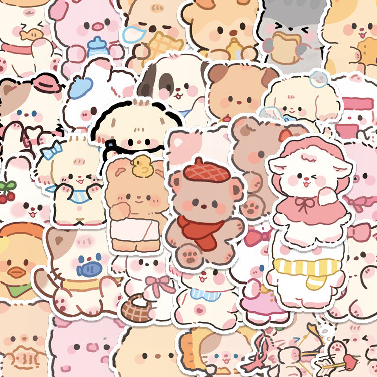 

100PCS Cute Playful Bear Animals Stickers Scrapbooking Stick Label Diary Journal Stationery Album Sticker Decals DIY Kids Toys