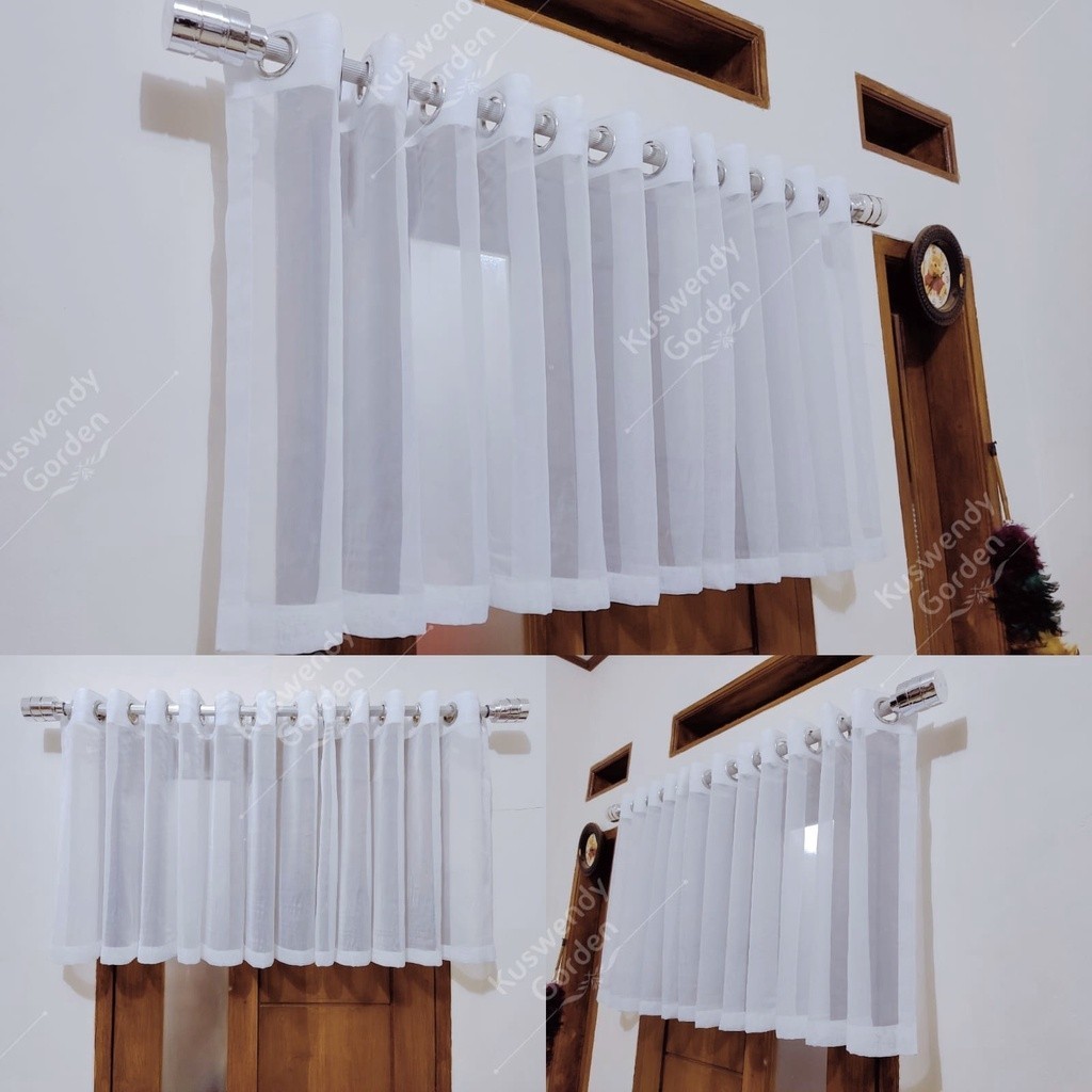 Gorden Poni Smokring Vitrase Polos Hordeng Putih Jendela Pintu Tirai Minimalis poni fitrase gorden a