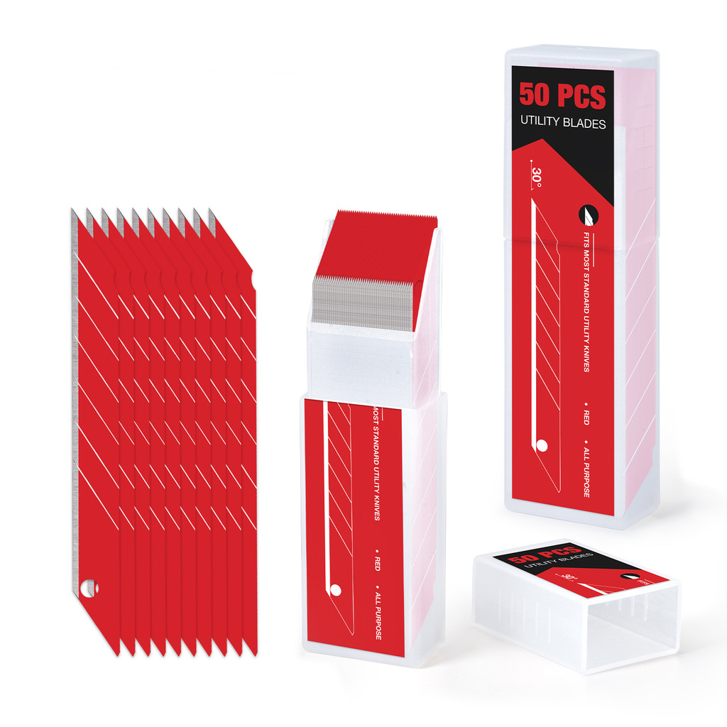 

FOSHIO 100pcs Red Coated Spare Blades Cutting Art Knife Snap Off Blade Sticker Cleaning Car Film Craft Cutter Replacement Tools