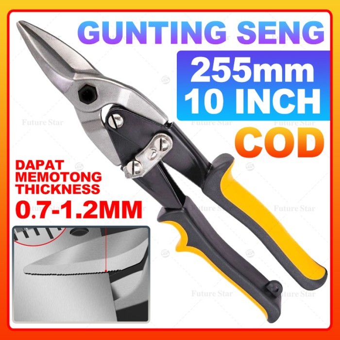 

Gunting Baja Ringan 10" inch / Aviation Tin Snips / Lurus Gunting Holo Plat Seng / Heavy Duty Metal Cutter Shears For Cutting Sheet Metal, Straight Cut, Chrome Vanadium Steel