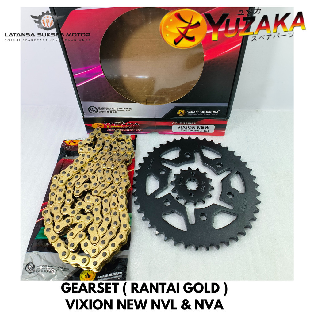 YUZAKA - GEARSET GEAR RANTAI SET VIXION NEW NVL NVA 2013-2016