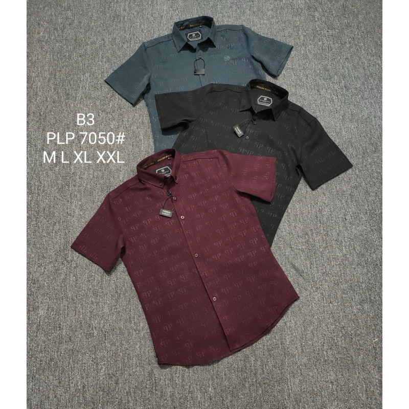 Kemeja pendek pria PL7050 Premium import