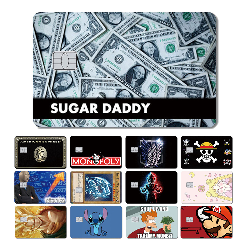 2024 Fashion UNO Anime Cartoon Funny Skull Bank Card Credit Debit Metro Card Front Sticker Film Skin