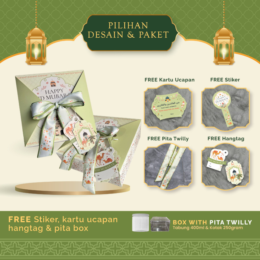 

Gable box HASYA kotak hampers lebaran idul fitri model PITA TWILLY box toples tabung/kotak/hardtop 911 ukuran (20x20x8cm) muat toples TABUNG (400ml : 4 toples) atau toples KOTAK HARDTOP 119 (250gr : 4 toples)
