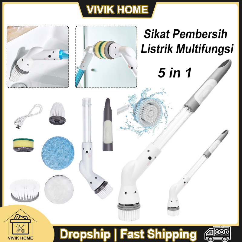 Sikat Kamar Mandi Electric Sikat Pembersih Cordless Listrik Multifungsi Electric Cleaning Brush