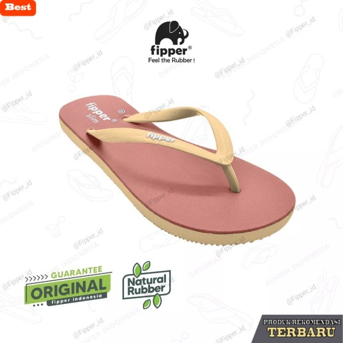 sandal wanita trend sekarang Sandal Fipper Slim Original For Women - Brown Thatch / Brown Ronde - UK