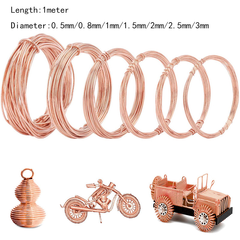 1/10M Copper wire Copper Red copper Line Bare Wire 99.90% Diameter0.5/0.8/1/1.5/2/2.5/3mm