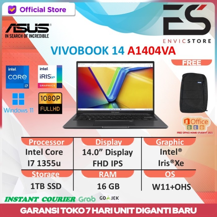 Asus Vivobook 14 A1404VA Core I7 1355U 16GB 1TB W11+OHS 14.0FHD IPS
