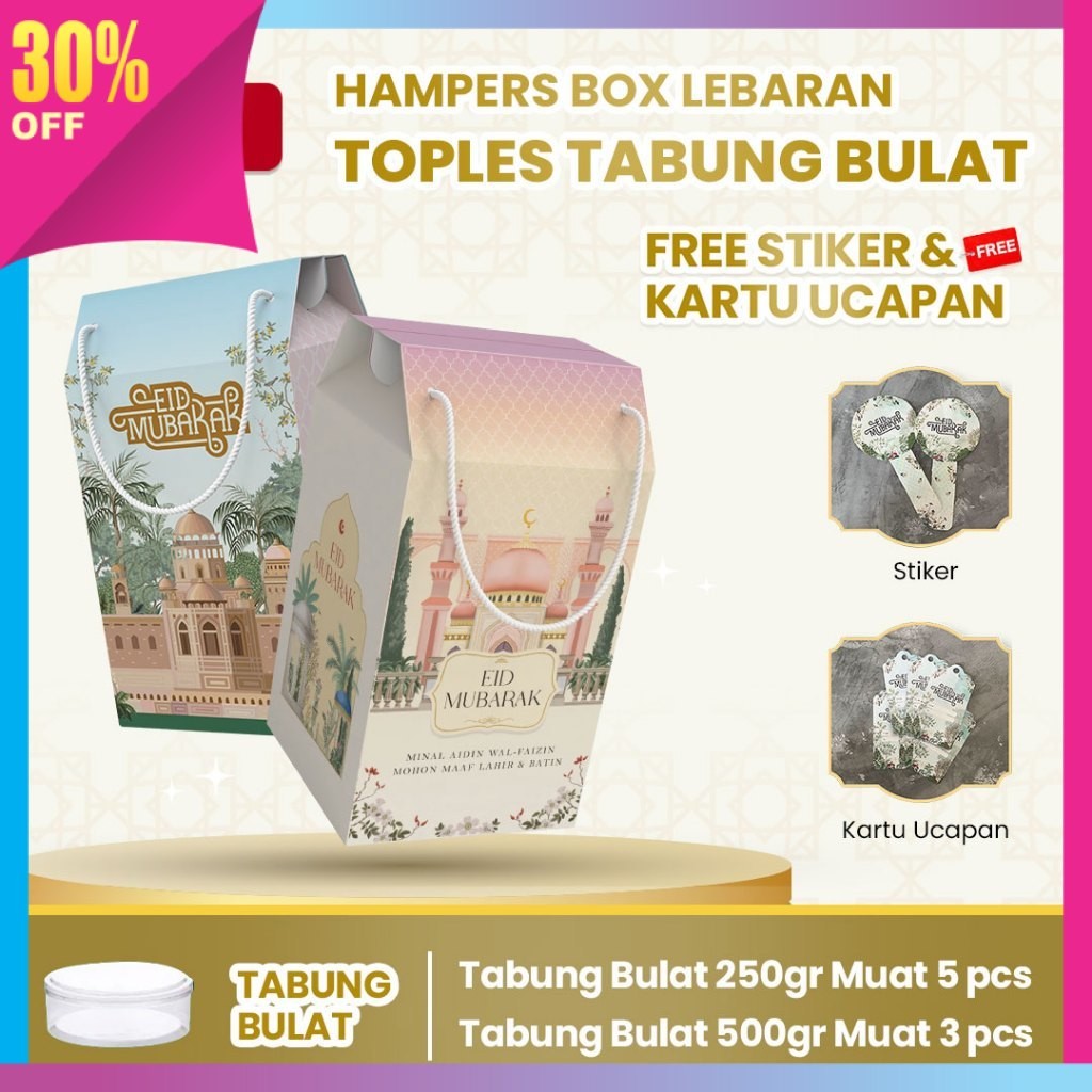 

Kejutan Buat Kekasih Pacar Suami Istri Murah Hampers Kekinian / 10pcs Gable Box kotak hampers Lebaran idul fitri Tali jinjing/Box Hampers besar toples BULAT Kue Kering Idul Fitri / estetik finishing foil (Paket 10pcs) muat toples BULAT (250gr : 5 toples)