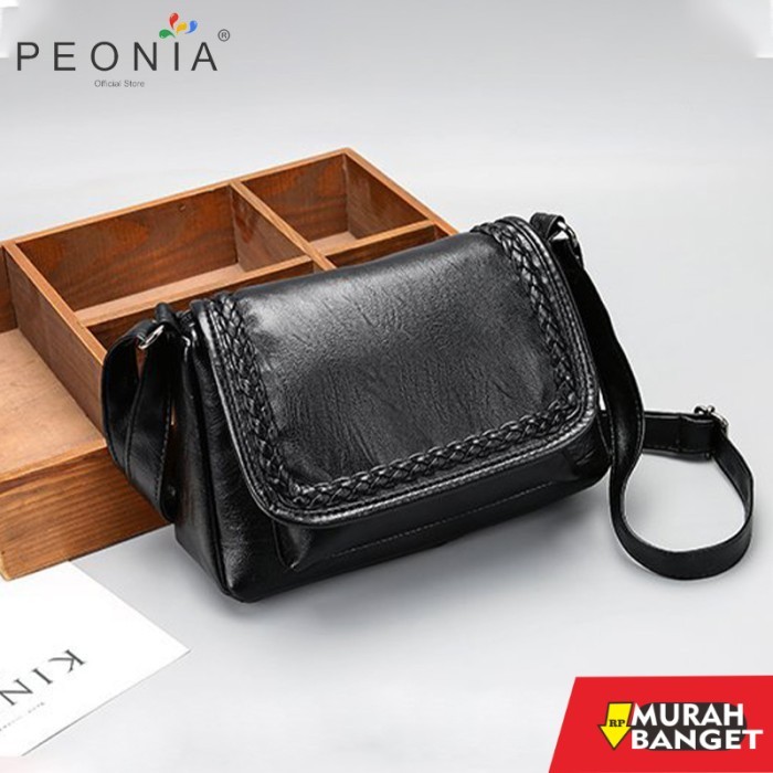 tas selempang wanita simple elegan Peonia Tas Selempang Wanita Tas Hp Kecil TAMI Bag - Black 2