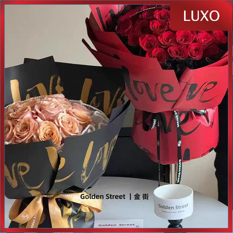 

LUXO - FL48 TULISAN LOVE Kertas Bunga Paper Buket Motif Cellophane