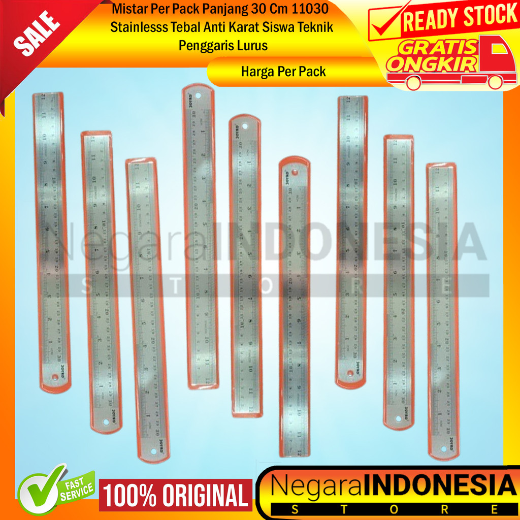 Mistar Per Pack Panjang 30 Cm 11030 Alat Ukur Besi Metal Peralatan Mengukur Menggambar Stainlesss Te