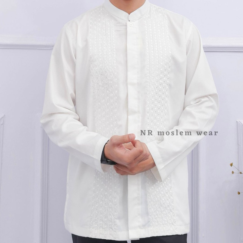 BAJU KOKO PUTIH DEWASA TANGAN PANJANG  / KOKO ARRAHMAN PANJANG / BAJU KOKO KATUN ADEM kode ( ARK )