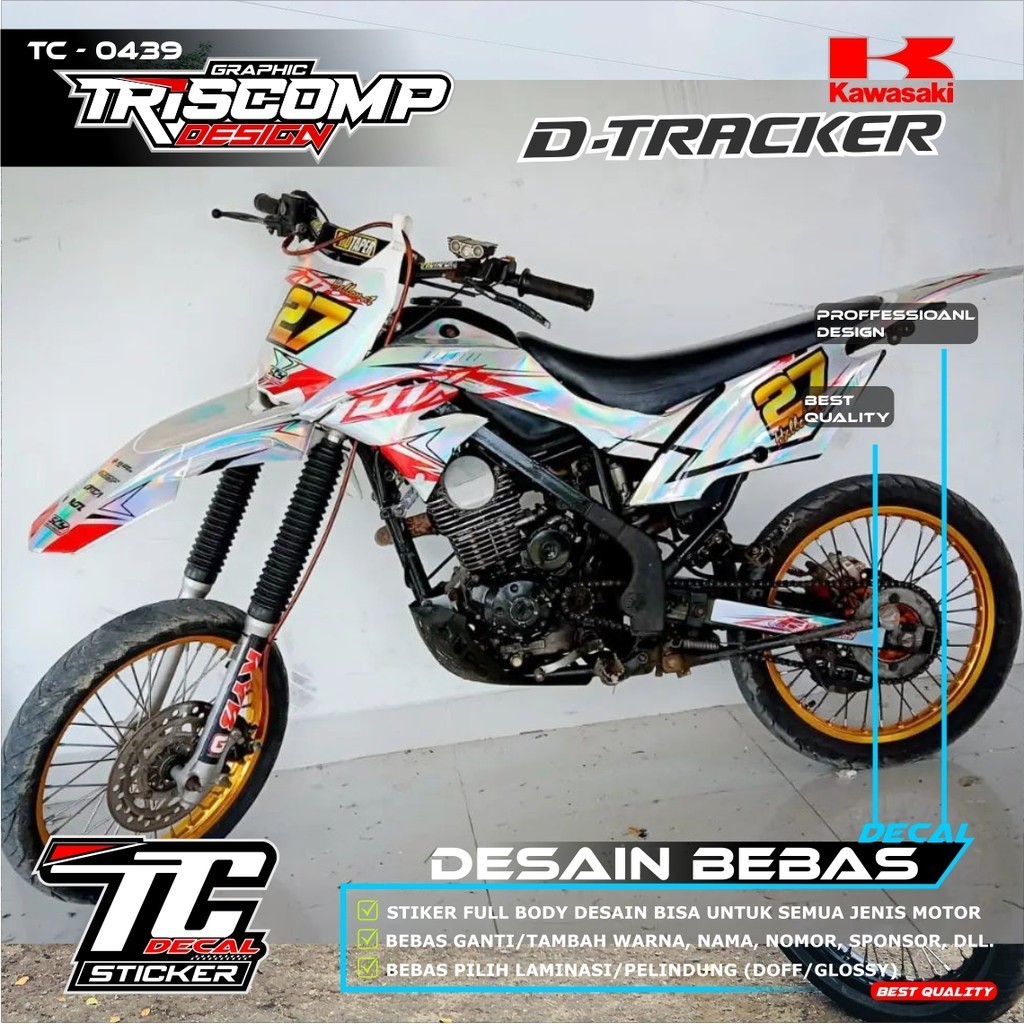Sticker decal Dtracker fullbody hologram kilat desain motif simpel bebas request - list variasi stik