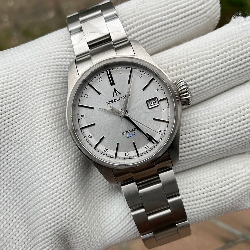 Jam Tangan Pria STEELDIVE Men GMT Watch 39mm Retro Automatic Mechanical Wristwatch 200M Waterproof S
