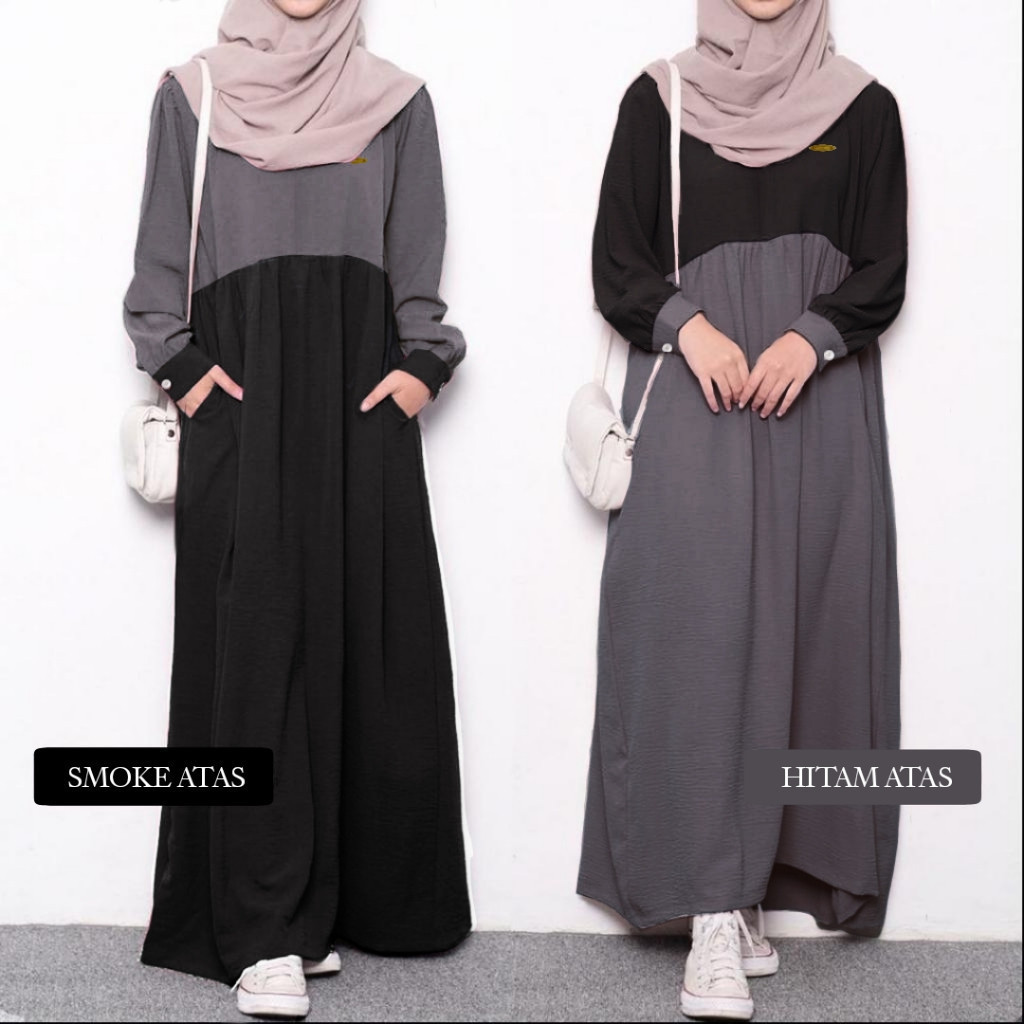 GAMIS LEBARAN JASMINE | BAJU ZAINAB DRESS AKSESORIS Kancing DI TANGAN  Gamis Remaja Dewasa