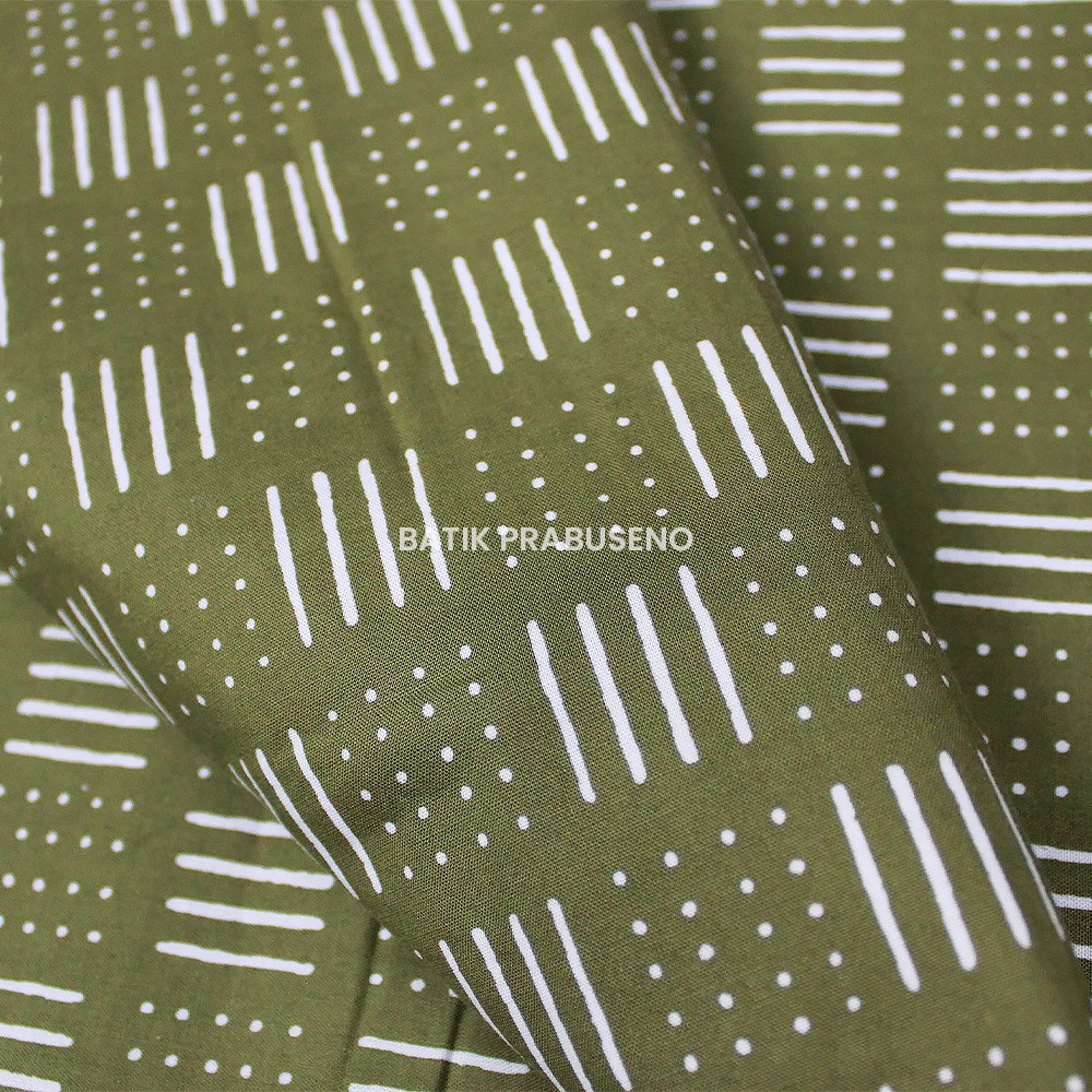 Batik Prabuseno Kain Batik Print  Garis Titik Hijau Seri Kalanata Meteran Premium  Kekinian Aestheti